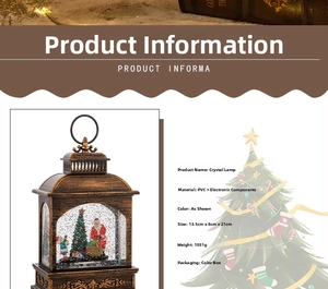 Detailed dimensions and specs of the retro bronze Santa Claus lighted crystal lantern