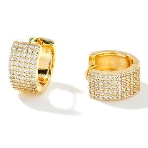 Luxury gold plated huggie earrings with shimmering micro-paved cubic zirconia stones