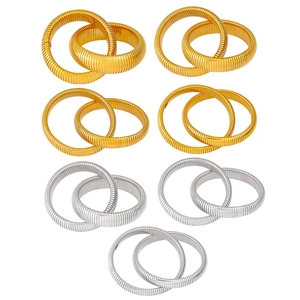 Retro Tubogas snake pattern stretch bracelets in gold and silver plated stainless steel
