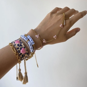 Stainless Steel Bead Bracelet Heart Charm Letter Good Luck Love Fashion Friendship Jewelry Women Hypoallergenic Waterproof