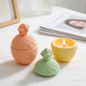 Pineapple resin molds for DIY candle jars in orange, yellow, and green colors