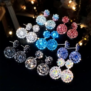 Sparkling snowflake rhinestone stud earrings available in various colors for women