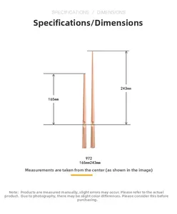 Detail view of rose gold clock hands model 972 with 165mm and 243mm dimensions