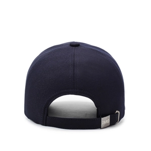 Deep blue cotton baseball cap with adjustable silver metal buckle and FARD engraved logo