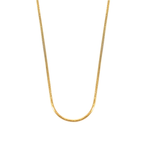Minimalist 18k gold plated stainless steel snake chain necklace for women on white backdrop