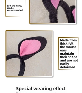 Macro detail of plush mouse ears headband showing soft felt and sturdy fabric texture