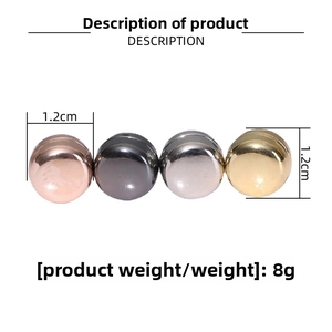 Macro detail of 1.2cm round magnetic scarf clips in gold, silver, and rose gold