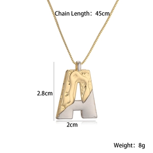 Detailed view of two-tone Letter A pendant with dimensions 2.8cm x 2cm and 45cm chain