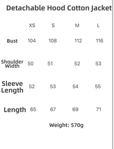 Guide des tailles pour veste matelassée à capuche incluant poitrine, épaules et manches