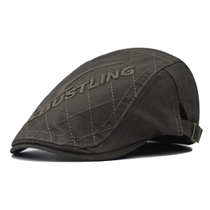 Vintage Men Flat Cap British Style Quilted Cotton Duckbill Ivy Hat Adjustable Newsboy Cap Retro Casual Accessories