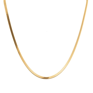 Elegant gold herringbone snake chain necklace with polished flat metallic finish