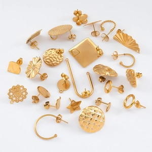 Golden geometric earrings set with varied textured patterns for DIY jewelry making