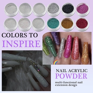 Kit professionnel de 12 poudres acryliques pour extension d'ongles et design nail art