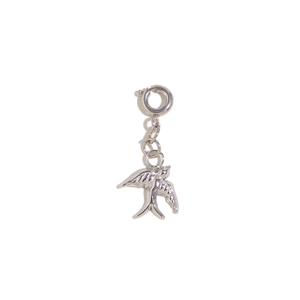 Polished silver stainless steel swallow bird pendant with spring clasp connector