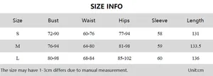 Detailed size chart for the V-neck sparkly jumpsuit with bust, waist and length measurements