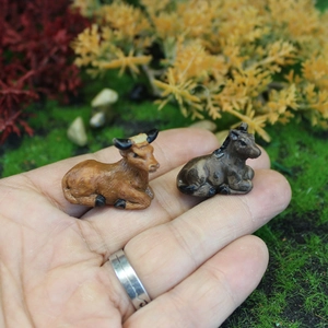 Set di figurine in miniatura di animali della fattoria in resina con mucca e asino