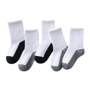 Breathable white school socks for kids with reinforced black toe and heel mesh design