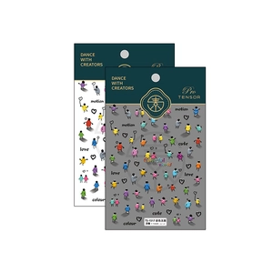 3D embossed cartoon dance nail art stickers with colorful figures and heart patterns