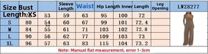 Detailed size chart for women's short sleeve wide leg pants set from XS to XL sizes