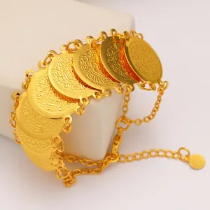 Elegant 24k gold-plated Dubai coin charm bracelet for Middle Eastern women's banquet