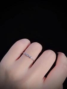 Detail view of sterling silver star ring featuring sparkling micro-pave zirconia stones