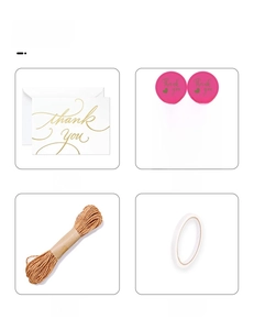 Gift wrap set with thank you card, sealing stickers, hemp rope, and double-sided tape
