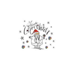 Cartoon Santa Claus wall sticker with colorful lollipops and snowflakes for home decor