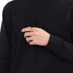 18k gold plated stainless steel hip-hop dolphin ring with crystal stone for men