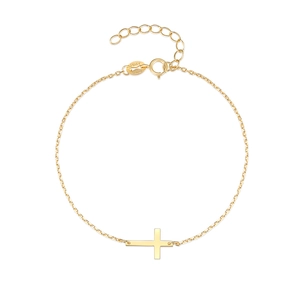 Detail of S925 sterling silver cross bracelet with Italy hallmark and lobster clasp