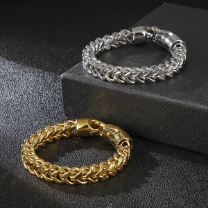 Bracelet Chaîne Franco Homme Acier Inoxydable 316L Tissage Double Rangée Style Hip Hop Industriel Bijoux Polis