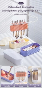 Detail showing the 4-in-1 silicone makeup brush cleaning bowl and drying rack set