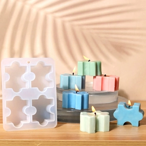 Stampo in silicone a 4 fori per puzzle in resina e candele fai-da-te colorate