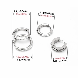 Silver geometric hoop earrings set with cubic zirconia and chain link texture