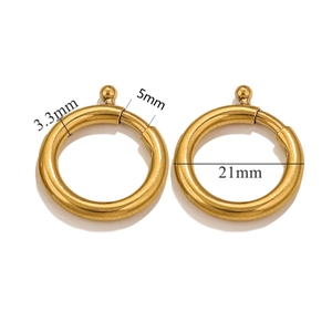 Detailed size chart for 21mm golden stainless steel spring ring connectors with dimensions