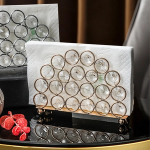 Luxury oval crystal napkin holder in gold and silver finish for upscale dining decor