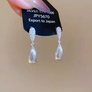 Ohrhänger In Wassertropfenform Gebürstete Textur Kupfer Mit 925 Sterling Silber Ohrstecker Zirkonia Akzenten Für Damen