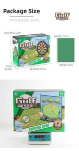 Infografía detallada de tamaño y peso para el set de juego de golf para niños