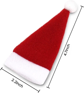 Dimensioni dettagliate del mini cappello natalizio rosso porta posate con pon pon
