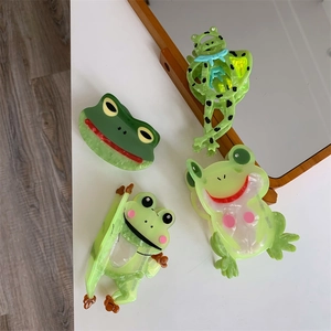 Süßes Frosch-Haarspangen-Set aus glänzendem Acetat-Harz für kreative Frisuren