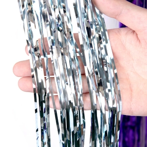 Shiny silver tinsel foil fringe curtain for Christmas tree and party DIY decoration