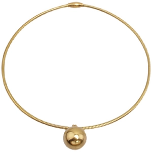 Collier en acier titane doré avec pendentif boule polie pour femmes au style minimaliste