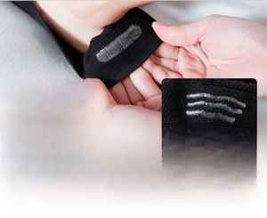 Detailed view of non-slip silicone heel grip on breathable mesh low cut invisible socks