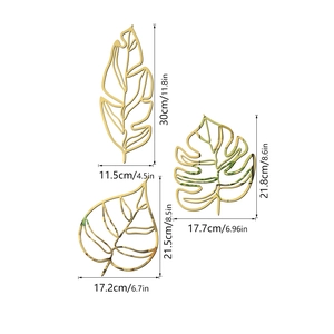 Guide des tailles pour trois décorations murales feuilles dorées 3D avec dimensions