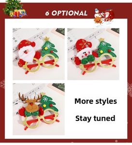 Close-up of festive Christmas glasses featuring Santa, trees, and reindeer for parties
