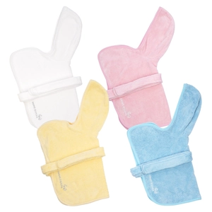 Absorbent microfiber pet bathrobes with rabbit ears for small dogs in four pastel colors