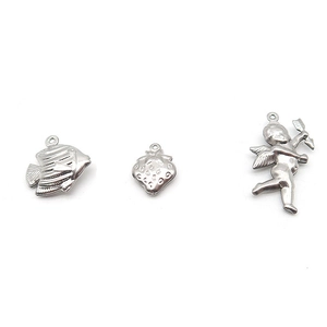 Stainless steel DIY charms featuring fish, strawberry and angel designs for jewelry