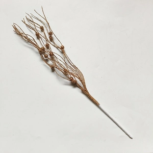 Detailed view of 43cm sparkling champagne gold glitter berry stems for Christmas trees