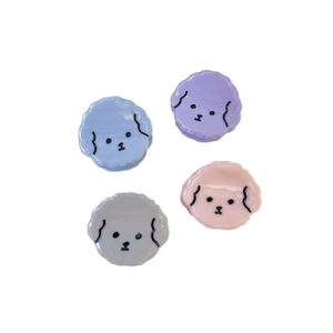 Cute cartoon puppy hair clips in blue, purple, grey, and pink for girls' hair styling