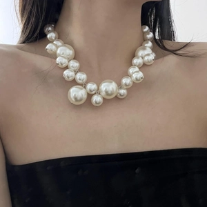 French vintage Bohemian oversized pearl choker necklace for women stylish statement piece