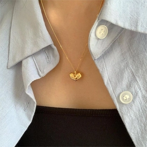 Heart Pendant Necklace 925 Sterling Silver Polished Minimalist Romantic Gift For Women Elegant Style